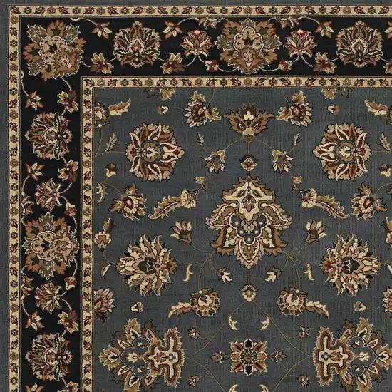 8' Blue And Black Floral Square Rug Photo 4