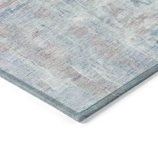 8' Blue And Blush Round Abstract Washable Indoor Outdoor Area Rug Photo 6