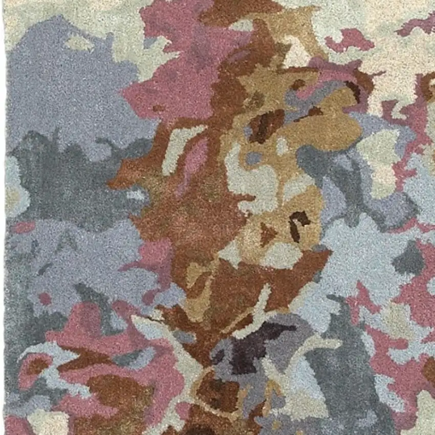 8' Blue And Brown Abstract Hand Tufted Runner Rug Photo 5