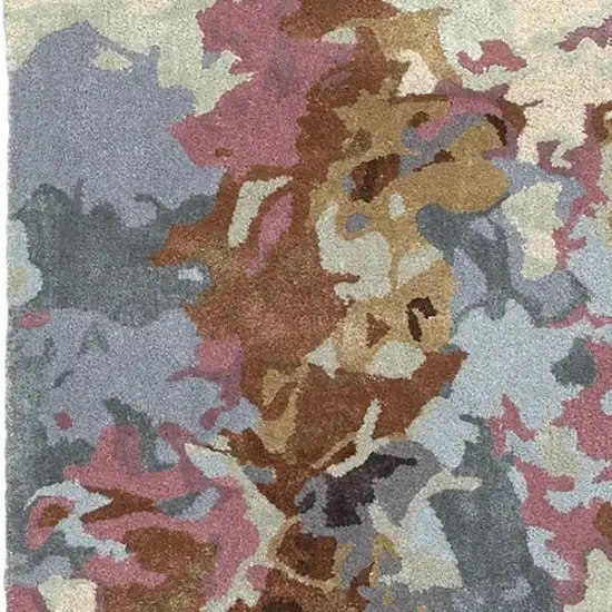 8' Blue And Brown Abstract Hand Tufted Runner Rug Photo 5