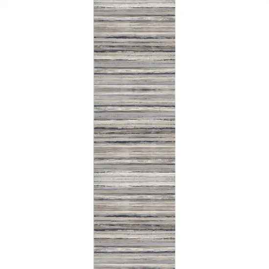 18' Blue And Brown Abstract Runner Rug Photo 1
