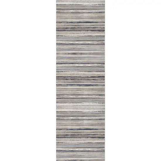 12' Blue And Brown Abstract Runner Rug Photo 5