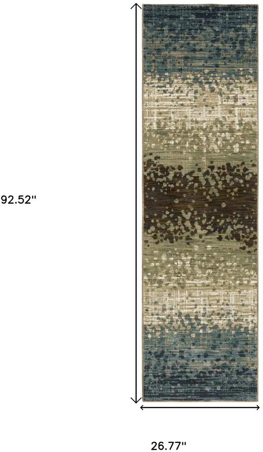 8' Blue And Brown Abstract Runner Rug Photo 3