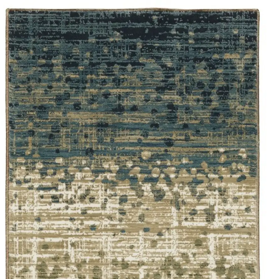 8' Blue And Brown Abstract Runner Rug Photo 4