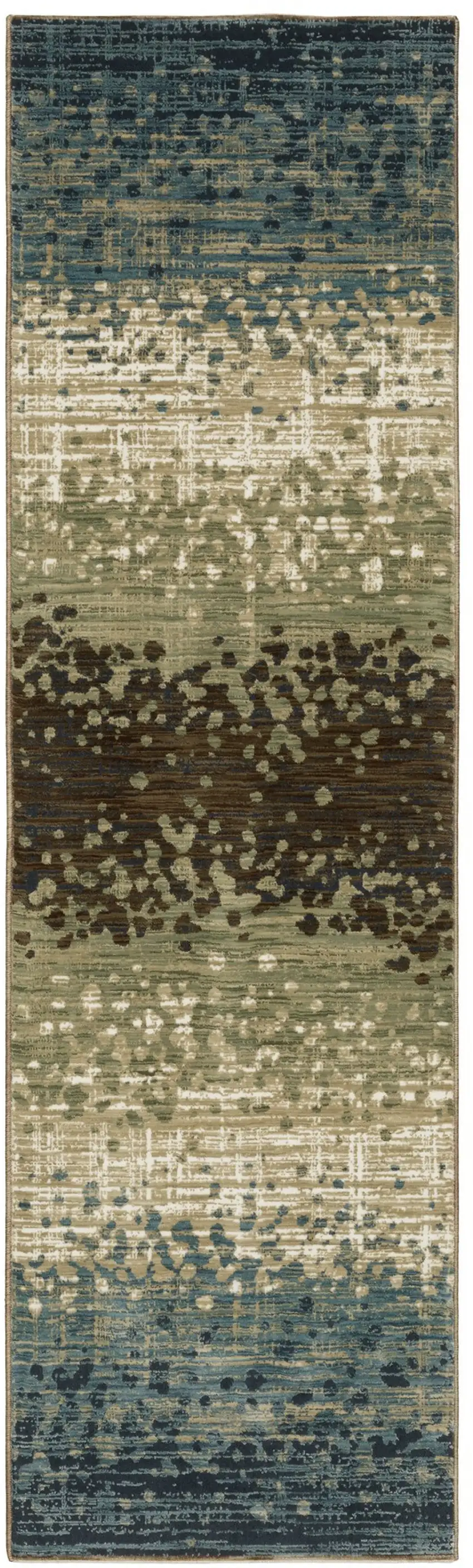 8' Blue And Brown Abstract Runner Rug Photo 2