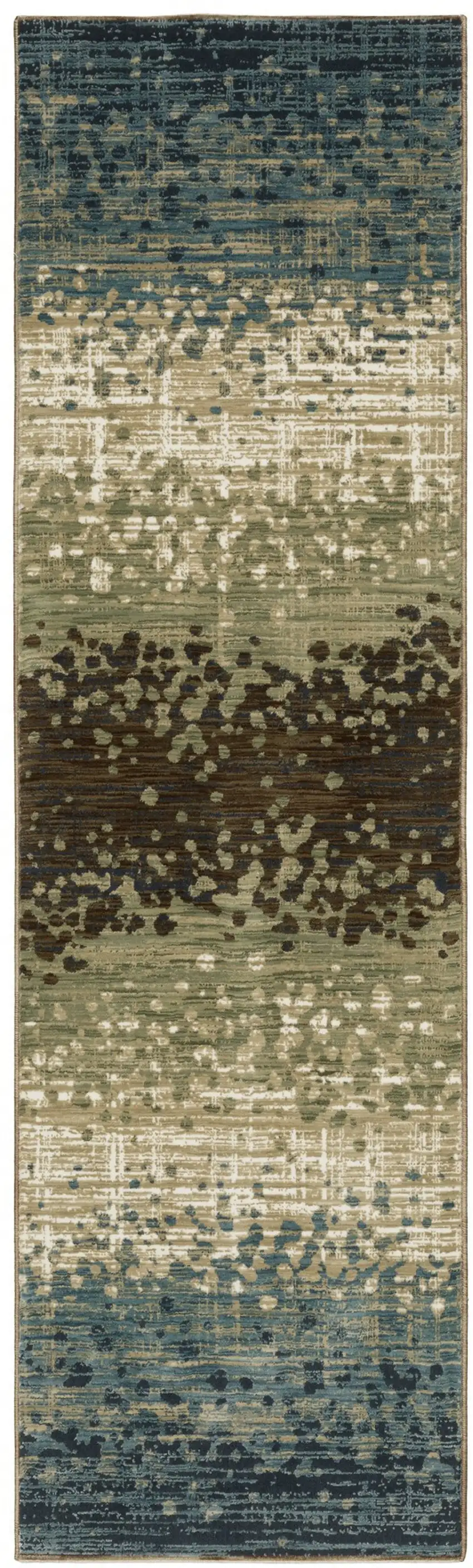 8' Blue And Brown Abstract Runner Rug Photo 5