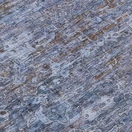 8' Blue And Brown Round Ikat Washable Indoor Outdoor Area Rug Photo 9