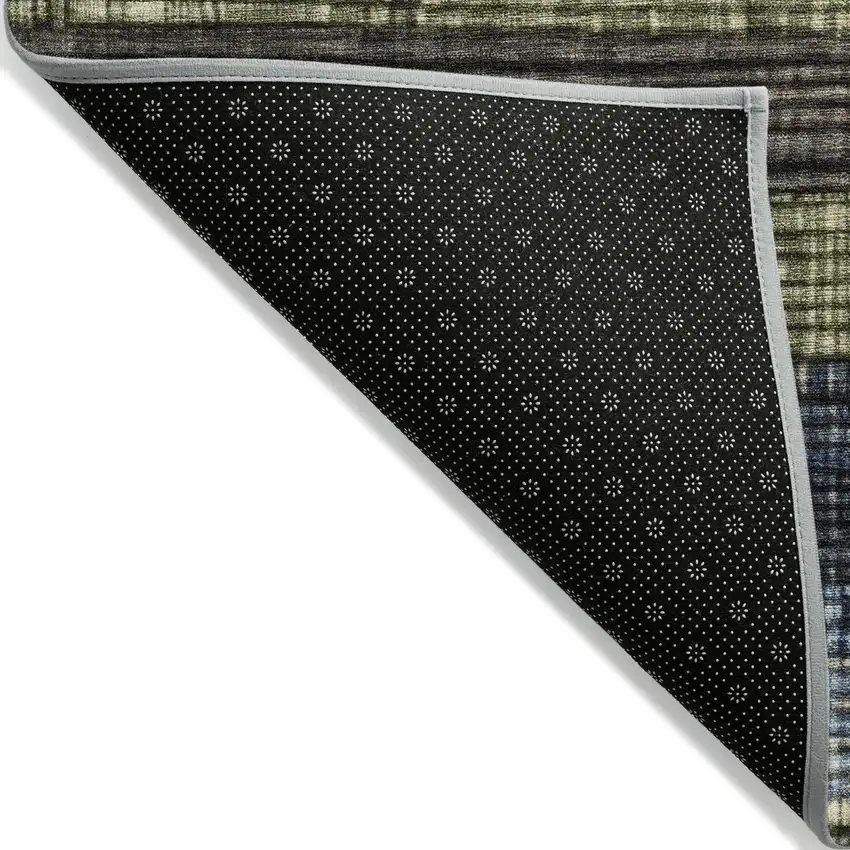 8' Blue And Brown Round Striped Washable Indoor Outdoor Area Rug Photo 9