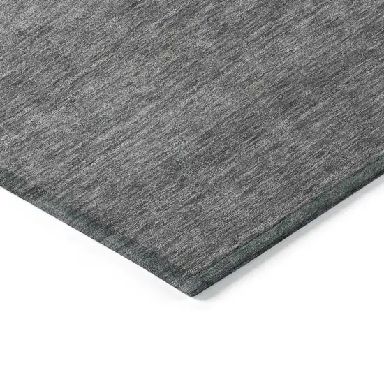 8' Blue And Charcoal Round Abstract Washable Indoor Outdoor Area Rug Photo 7