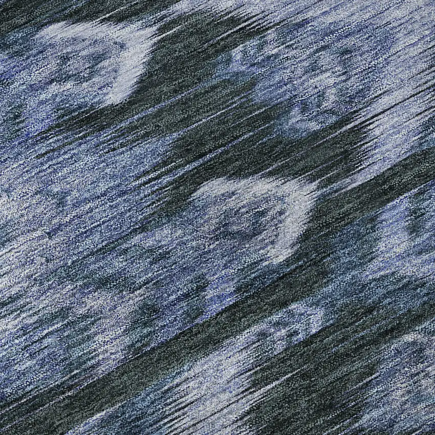 8' Blue And Charcoal Southwestern Washable Round Rug With UV Protection Photo 9