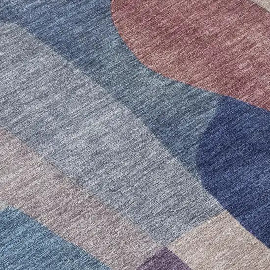 8' Blue And Copper Round Abstract Washable Indoor Outdoor Area Rug Photo 9