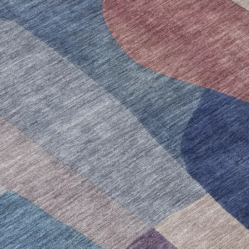 8' Blue And Copper Round Abstract Washable Indoor Outdoor Area Rug Photo 9