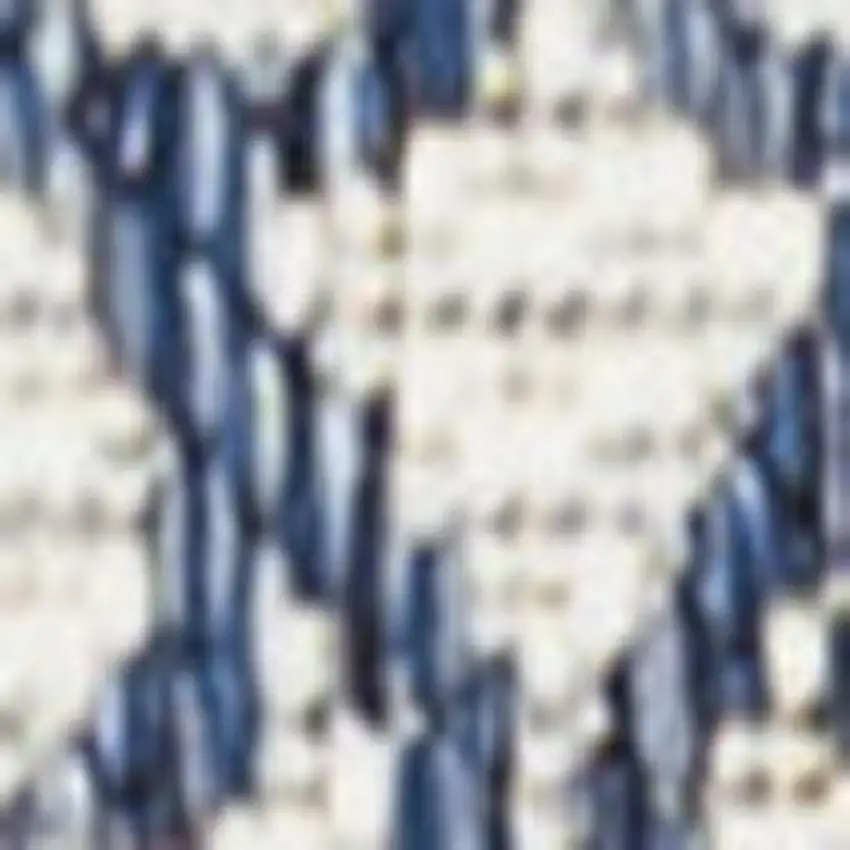 8' Blue And Cream Geometric Indoor Outdoor Runner Rug Photo 2