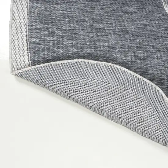 8' Blue And Cream Medallion Indoor Outdoor Runner Rug Photo 8