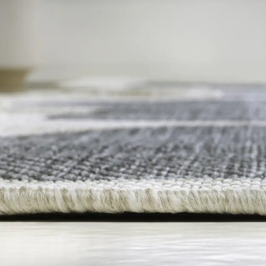 8' Blue And Cream Medallion Indoor Outdoor Runner Rug Photo 9