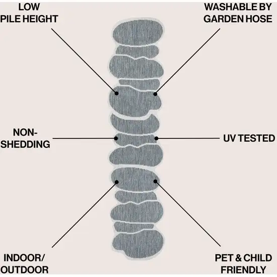 8' Blue And Cream Medallion Indoor Outdoor Runner Rug Photo 7