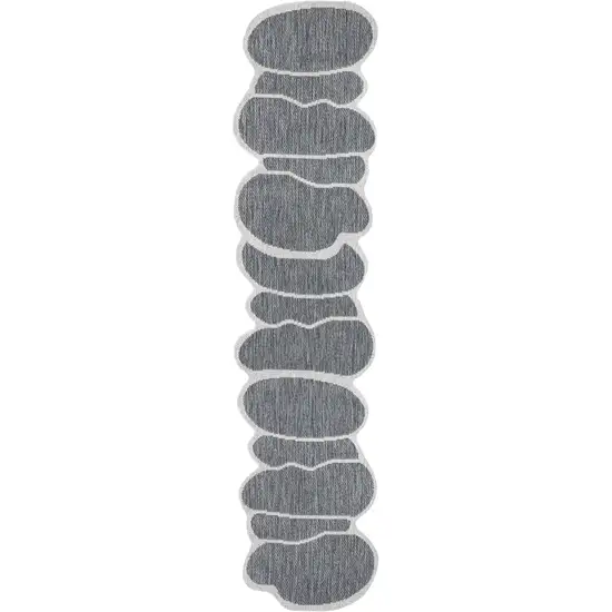 8' Blue And Cream Medallion Indoor Outdoor Runner Rug Photo 1