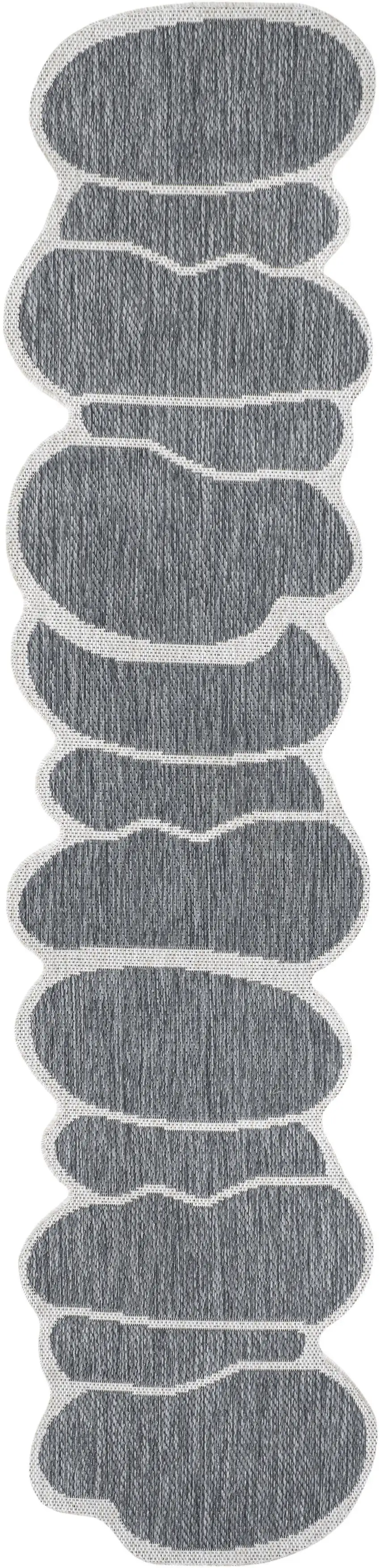 8' Blue And Cream Medallion Indoor Outdoor Runner Rug Photo 1