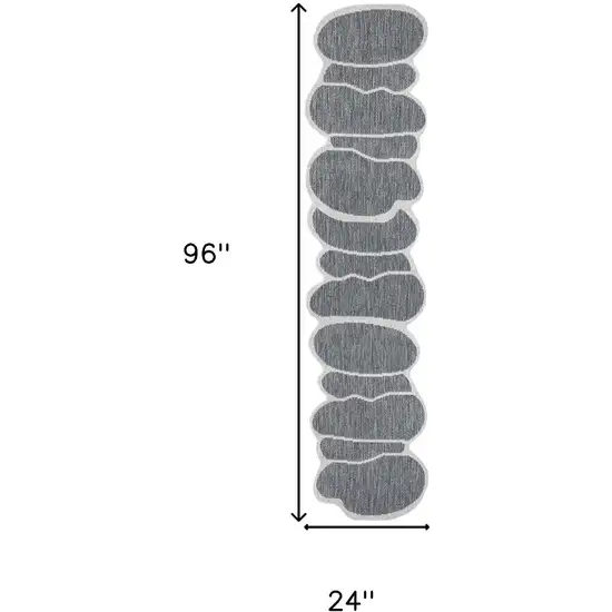8' Blue And Cream Medallion Indoor Outdoor Runner Rug Photo 7