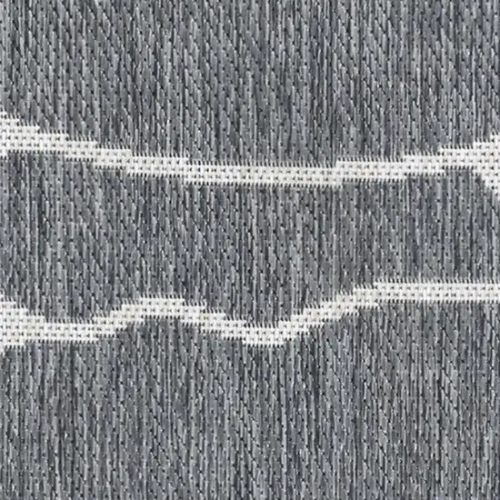 8' Blue And Cream Medallion Indoor Outdoor Runner Rug Photo 2