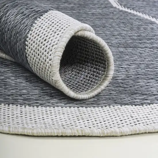 8' Blue And Cream Medallion Indoor Outdoor Runner Rug Photo 9