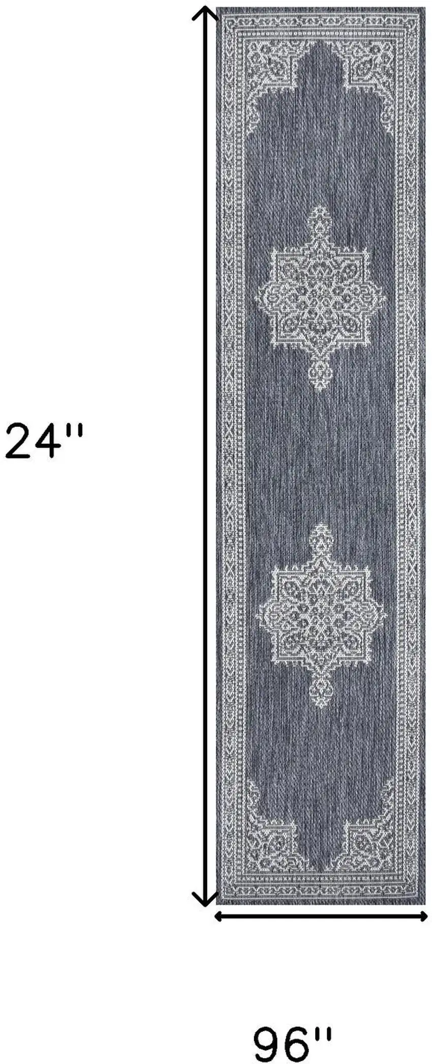 8' Blue And Cream Medallion Indoor Outdoor Runner Rug Photo 8