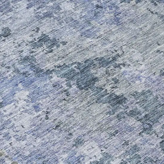 8' Blue And Dark Gray Round Abstract Washable Indoor Outdoor Area Rug Photo 8
