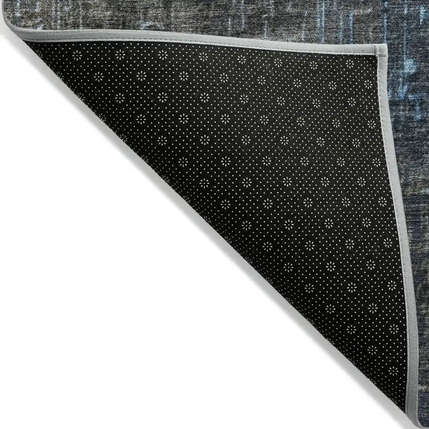 8' Blue And Dark Gray Round Ombre Washable Indoor Outdoor Area Rug Photo 3