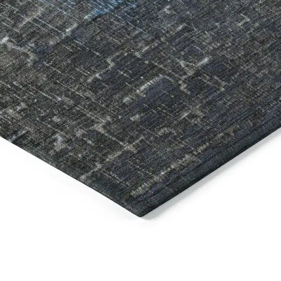 8' Blue And Dark Gray Round Ombre Washable Indoor Outdoor Area Rug Photo 4