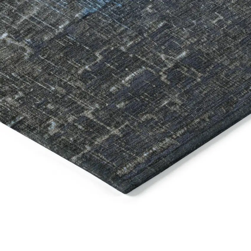 8' Blue And Dark Gray Round Ombre Washable Indoor Outdoor Area Rug Photo 4