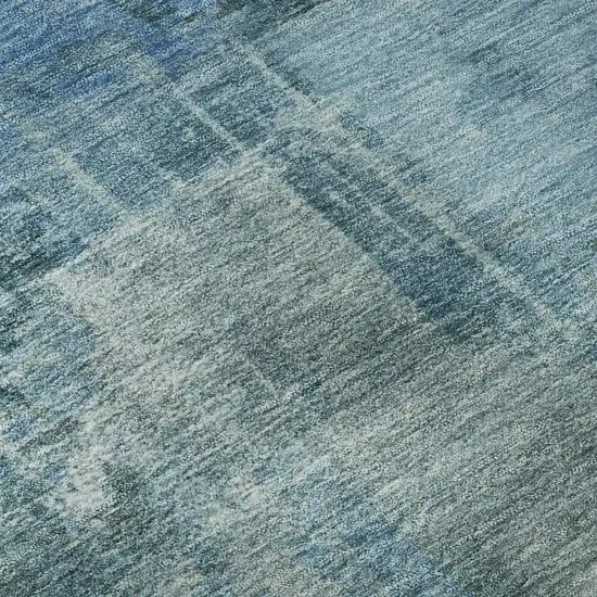 8' Blue And Denim Blue Abstract Washable Round Rug With UV Protection Photo 7