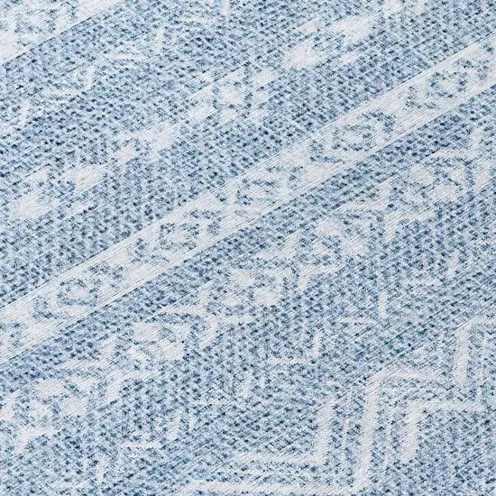 8' Blue And Denim Blue Round Southwestern Washable Indoor Outdoor Area Rug Photo 8