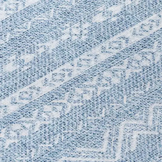 8' Blue And Denim Blue Round Southwestern Washable Indoor Outdoor Area Rug Photo 8