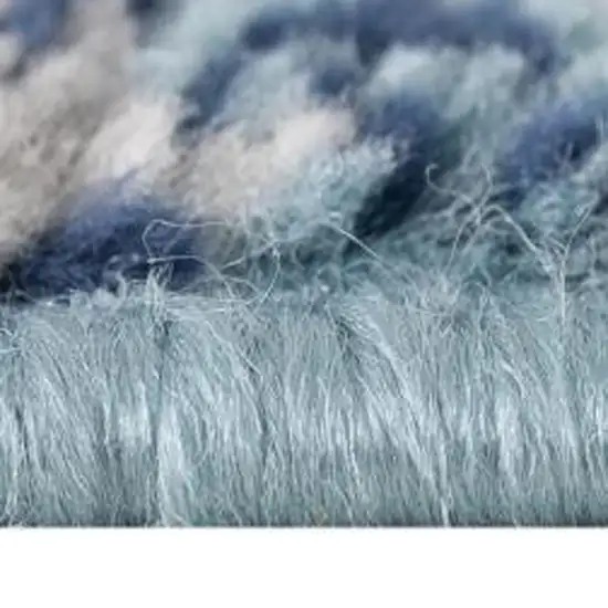 12' Blue And Gray Abstract Runner Rug Photo 9