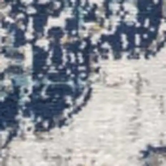 12' Blue And Gray Abstract Runner Rug Photo 9