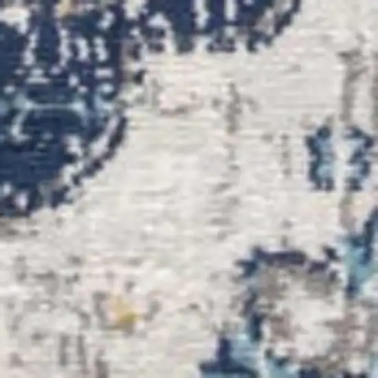 12' Blue And Gray Abstract Runner Rug Photo 6