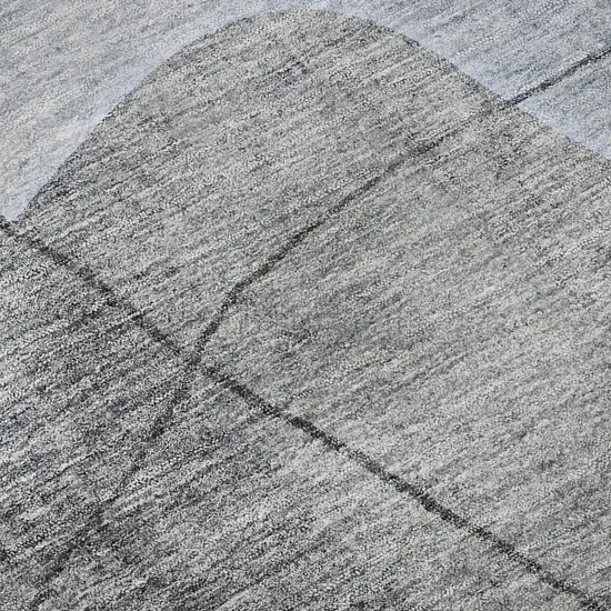 8' Blue And Gray Abstract Washable Round Rug With UV Protection Photo 8