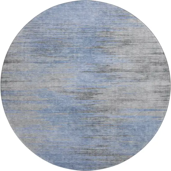8' Blue And Gray Abstract Washable Round Rug With UV Protection Photo 1