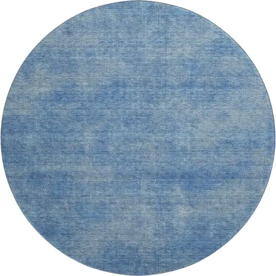 8' Blue And Gray Abstract Washable Round Rug With UV Protection Photo 1