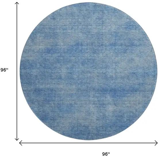 8' Blue And Gray Abstract Washable Round Rug With UV Protection Photo 8