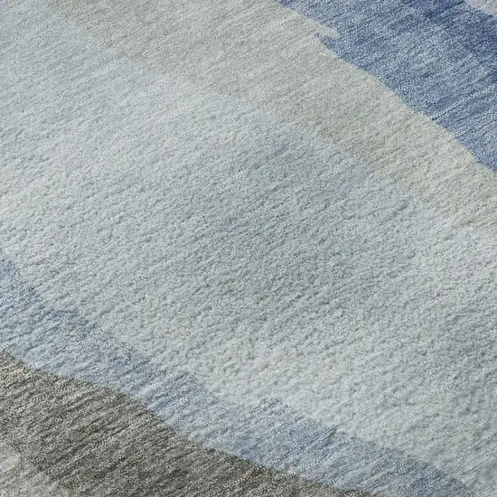 8' Blue And Gray Abstract Washable Round Rug With UV Protection Photo 8