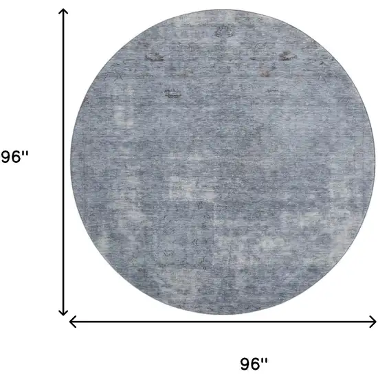 8' Blue And Gray Abstract Washable Round Rug With UV Protection Photo 9