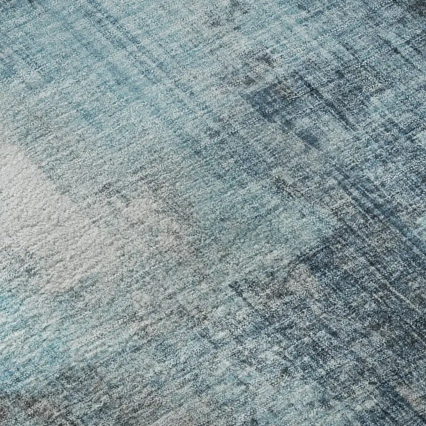 8' Blue And Gray Abstract Washable Round Rug With UV Protection Photo 7