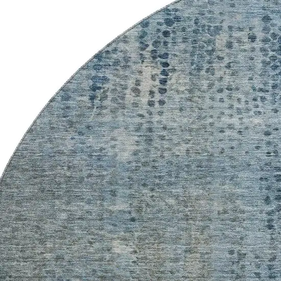 8' Blue And Gray Abstract Washable Round Rug With UV Protection Photo 3