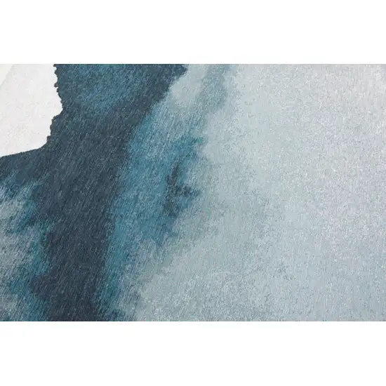 5' Blue And Gray Abstract Washable Round Rug Photo 8