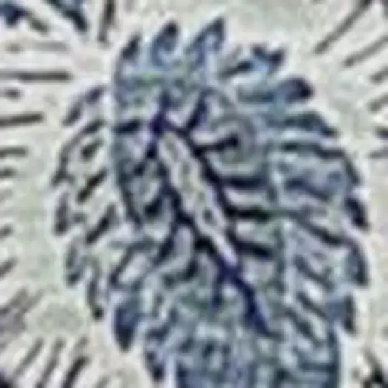 8' Blue And Gray Floral Washable Round Rug With UV Protection Photo 4