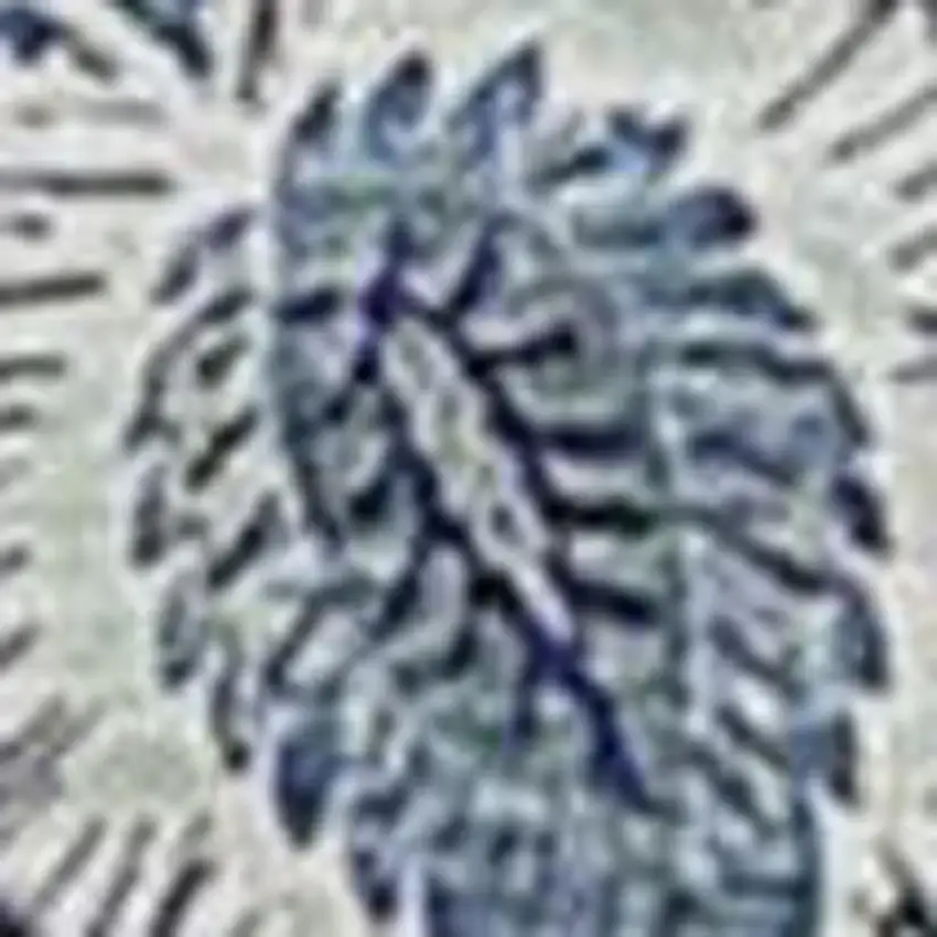 8' Blue And Gray Floral Washable Round Rug With UV Protection Photo 4