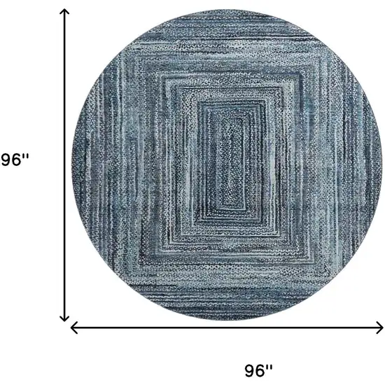 8' Blue And Gray Geometric Washable Round Rug With UV Protection Photo 9