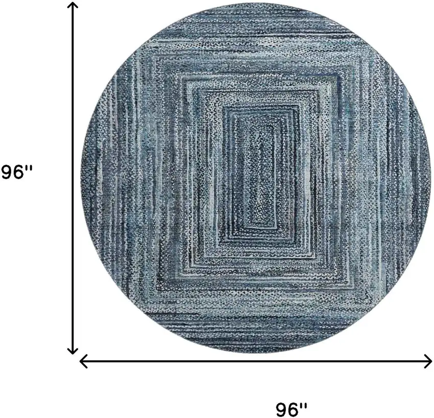 8' Blue And Gray Geometric Washable Round Rug With UV Protection Photo 9