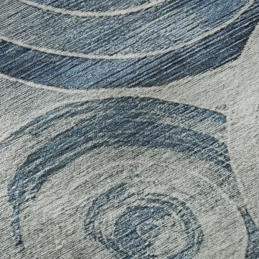 8' Blue And Gray Geometric Washable Round Rug With UV Protection Photo 8